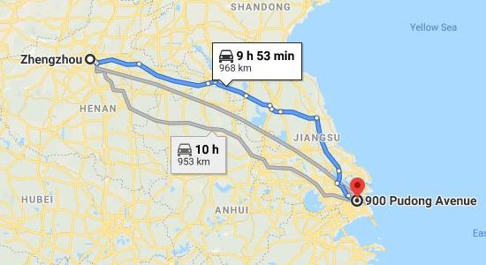 Zhengzhou to Vietnamese Emabssy in Shanghai
